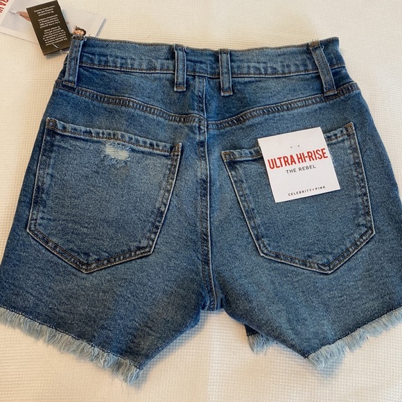 Celebrity Pink Ultra Hi Rise The Rebel Distressed Woman’s Jeans Shorts size 1 - Picture 5 of 12